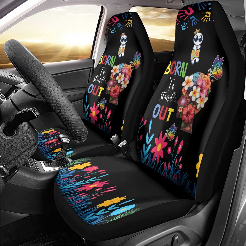 Born to Stand Out Autism Awareness Car Seat Cover Brain Mind and Yippee!