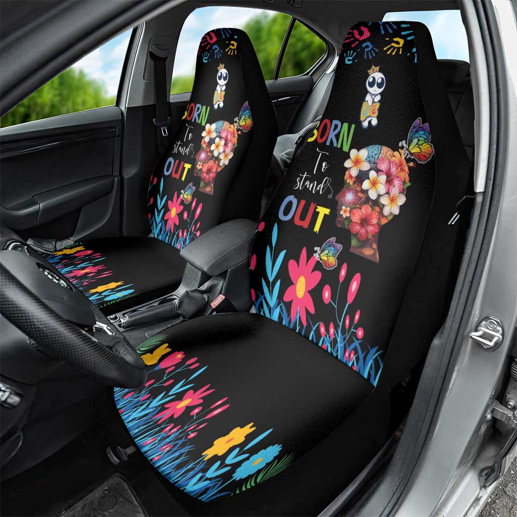 Born to Stand Out Autism Awareness Car Seat Cover Brain Mind and Yippee!