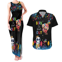 Born to Stand Out Autism Awareness Couples Matching Tank Maxi Dress and Hawaiian Shirt Brain Mind and Yippee!