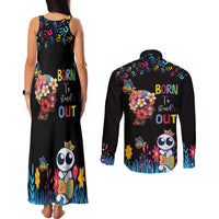 Born to Stand Out Autism Awareness Couples Matching Tank Maxi Dress and Long Sleeve Button Shirt Brain Mind and Yippee!