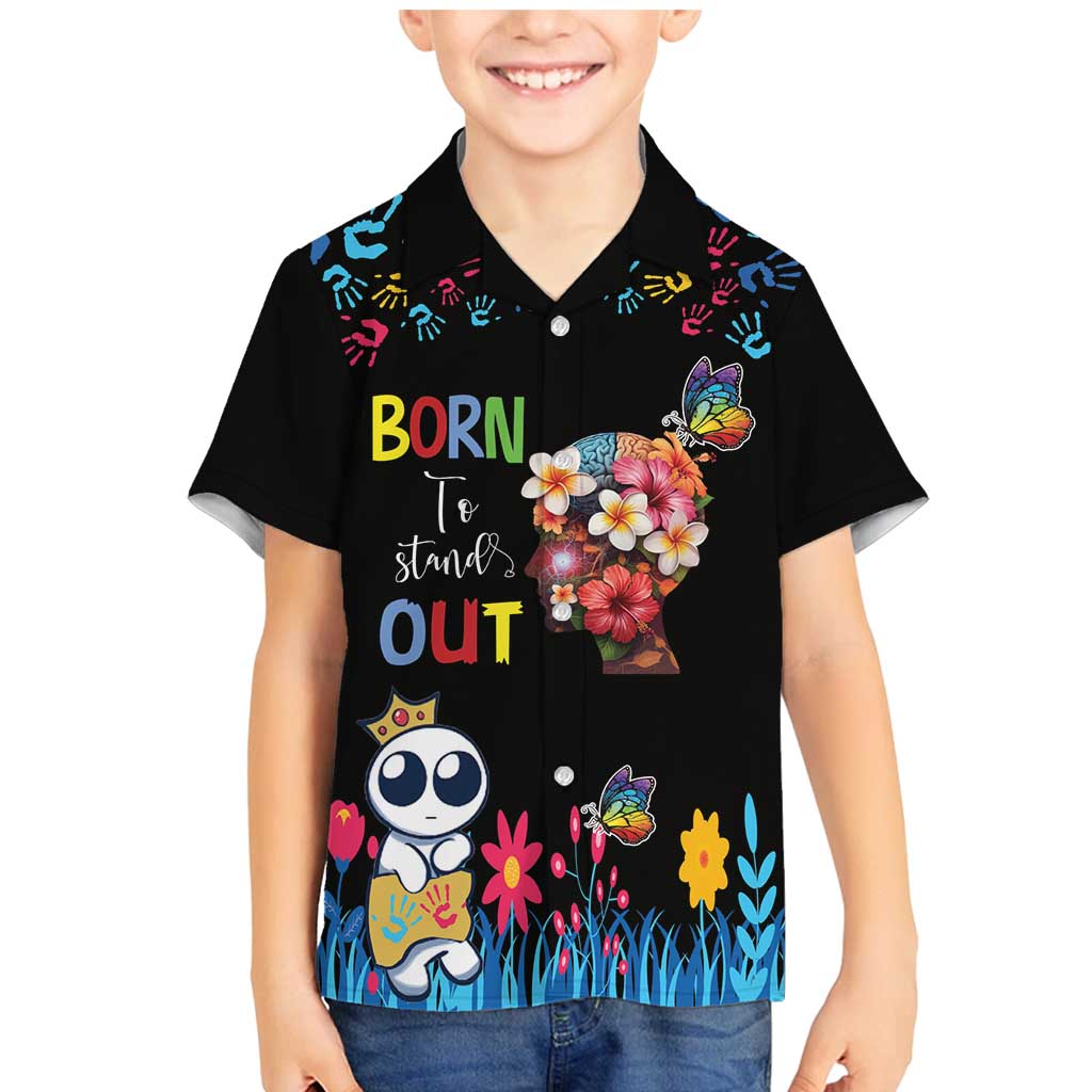 Born to Stand Out Autism Awareness Family Matching Mermaid Dress and Hawaiian Shirt Brain Mind and Yippee!