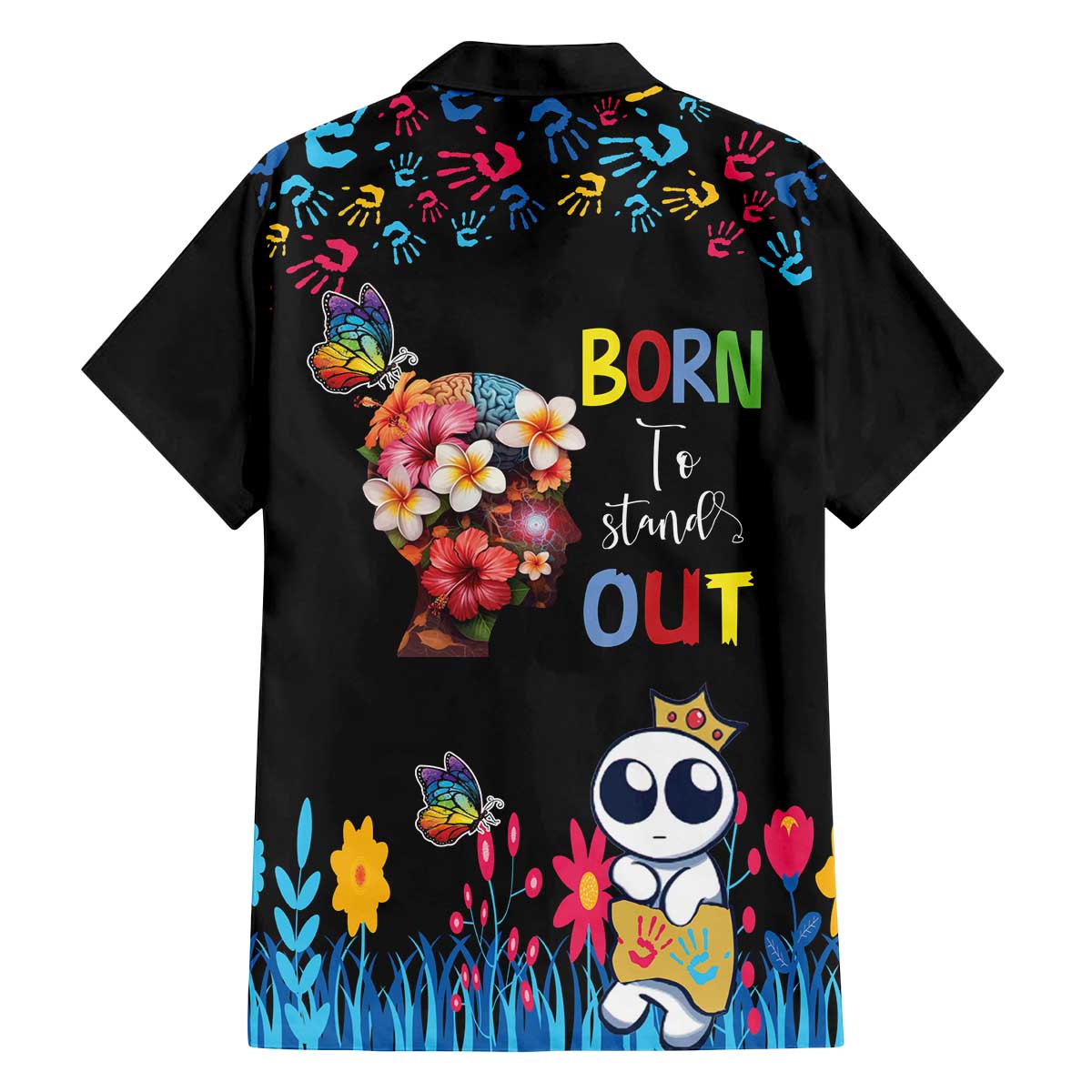 Born to Stand Out Autism Awareness Family Matching Off The Shoulder Long Sleeve Dress and Hawaiian Shirt Brain Mind and Yippee!