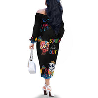 Born to Stand Out Autism Awareness Family Matching Off The Shoulder Long Sleeve Dress and Hawaiian Shirt Brain Mind and Yippee!