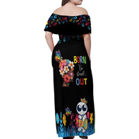 Born to Stand Out Autism Awareness Family Matching Off Shoulder Maxi Dress and Hawaiian Shirt Brain Mind and Yippee!