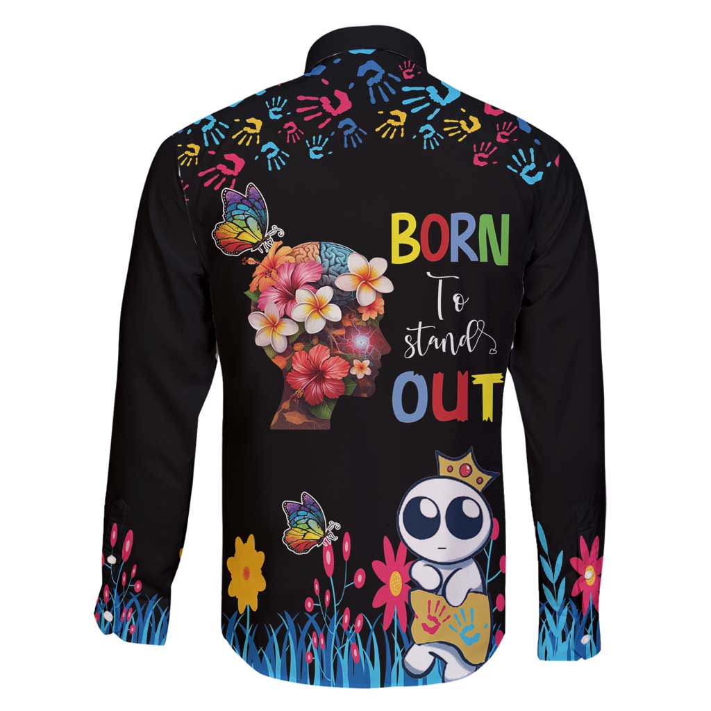 Born to Stand Out Autism Awareness Family Matching Off Shoulder Short Dress and Hawaiian Shirt Brain Mind and Yippee!