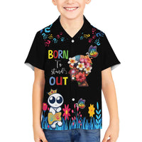 Born to Stand Out Autism Awareness Family Matching Short Sleeve Bodycon Dress and Hawaiian Shirt Brain Mind and Yippee!