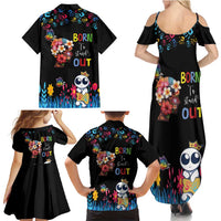 Born to Stand Out Autism Awareness Family Matching Summer Maxi Dress and Hawaiian Shirt Brain Mind and Yippee!