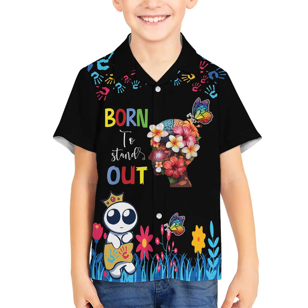 Born to Stand Out Autism Awareness Family Matching Tank Maxi Dress and Hawaiian Shirt Brain Mind and Yippee!