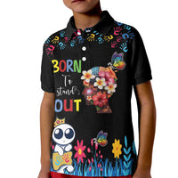 Born to Stand Out Autism Awareness Kid Polo Shirt Brain Mind and Yippee!
