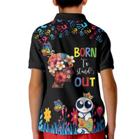 Born to Stand Out Autism Awareness Kid Polo Shirt Brain Mind and Yippee!