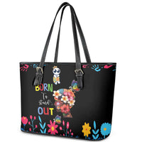 Born to Stand Out Autism Awareness Leather Tote Bag Brain Mind and Yippee!