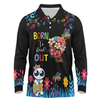 Born to Stand Out Autism Awareness Long Sleeve Polo Shirt Brain Mind and Yippee!
