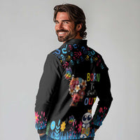 Born to Stand Out Autism Awareness Long Sleeve Polo Shirt Brain Mind and Yippee!