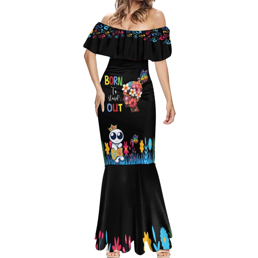 Born to Stand Out Autism Awareness Mermaid Dress Brain Mind and Yippee!