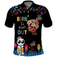 Born to Stand Out Autism Awareness Polo Shirt Brain Mind and Yippee!