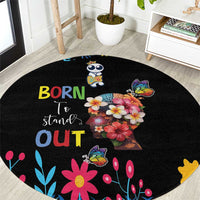 Born to Stand Out Autism Awareness Round Carpet Brain Mind and Yippee!