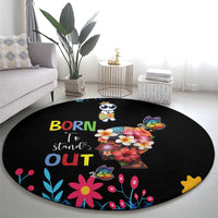 Born to Stand Out Autism Awareness Round Carpet Brain Mind and Yippee!