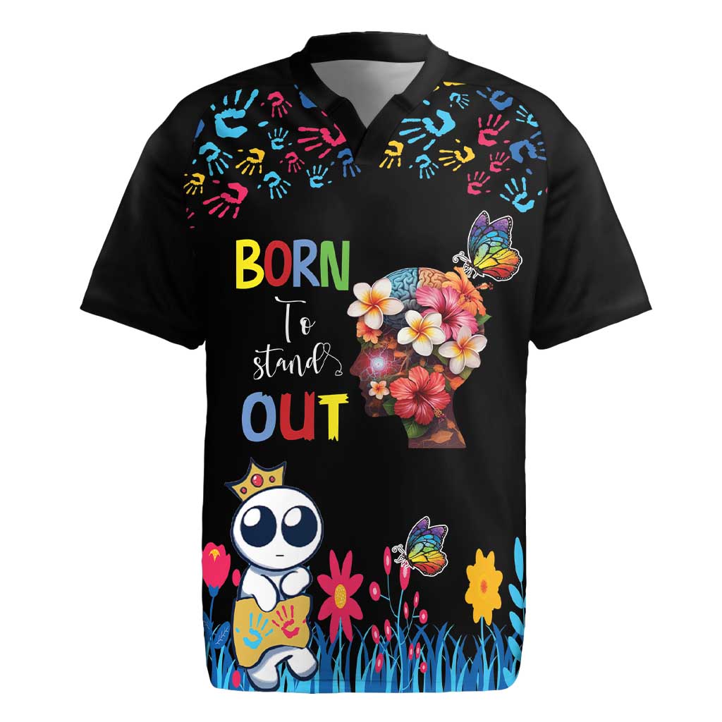 Born to Stand Out Autism Awareness Rugby Jersey Brain Mind and Yippee!