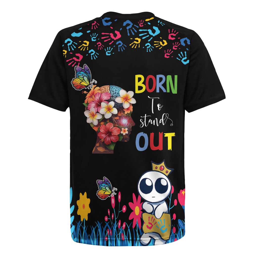 Born to Stand Out Autism Awareness Rugby Jersey Brain Mind and Yippee!