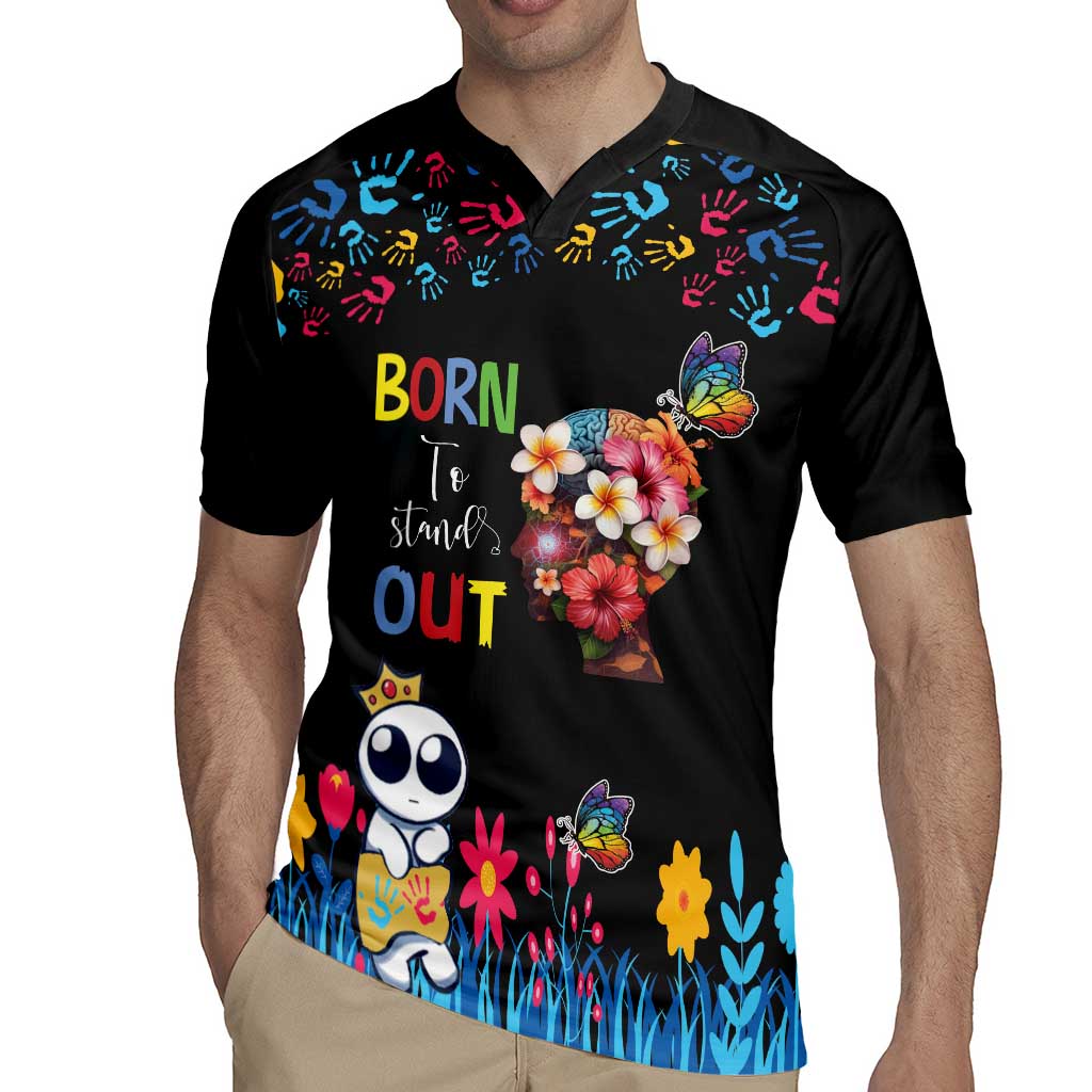 Born to Stand Out Autism Awareness Rugby Jersey Brain Mind and Yippee!