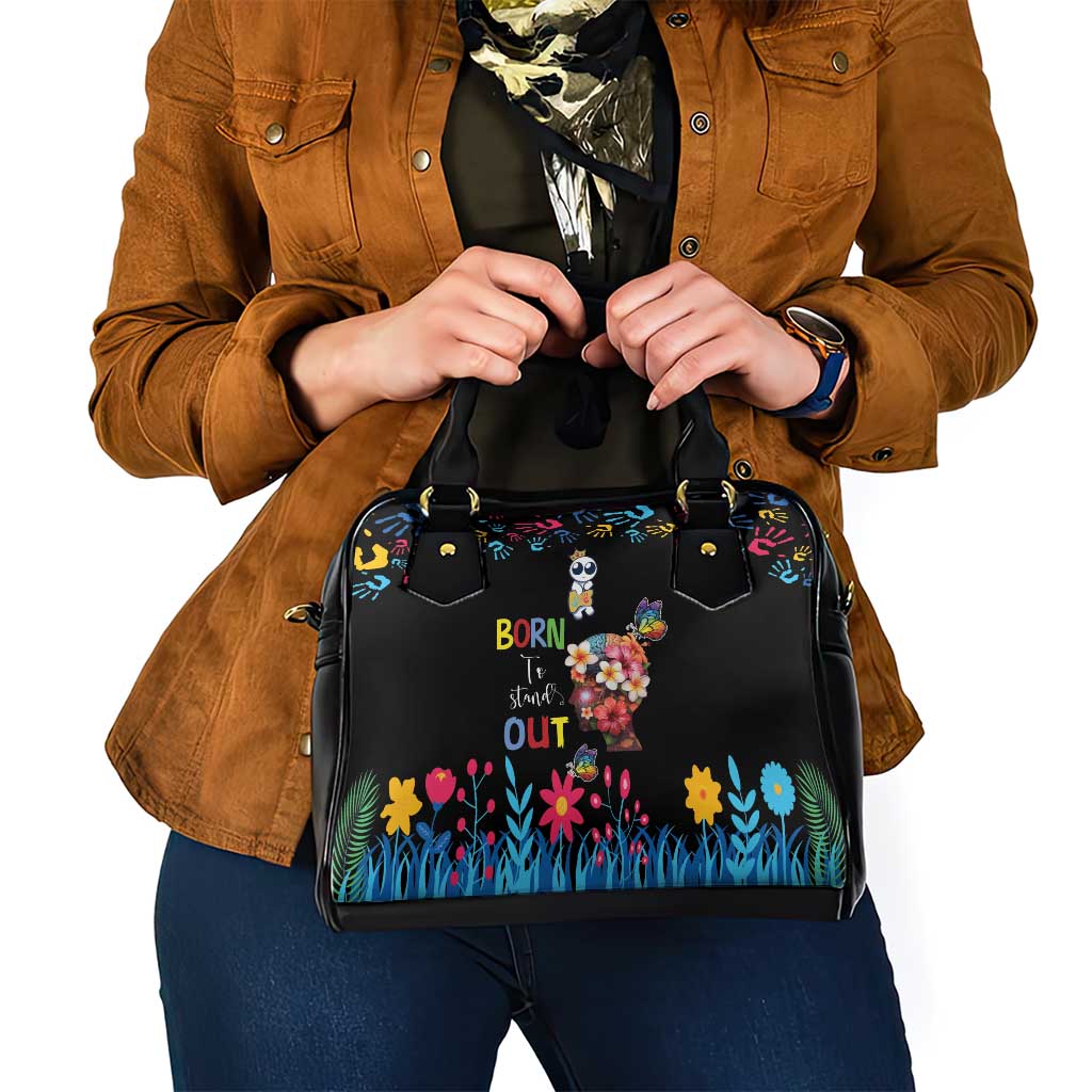 Born to Stand Out Autism Awareness Shoulder Handbag Brain Mind and Yippee!