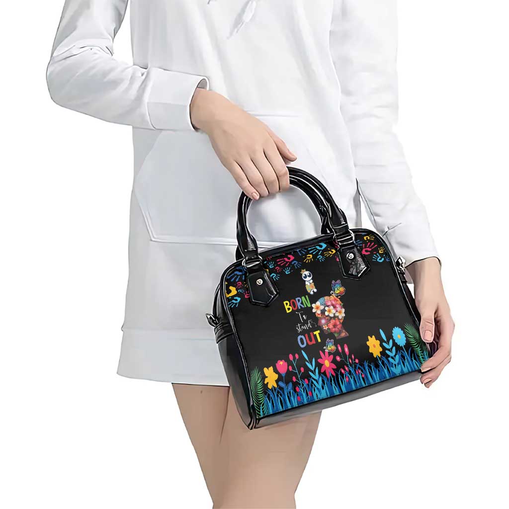 Born to Stand Out Autism Awareness Shoulder Handbag Brain Mind and Yippee!
