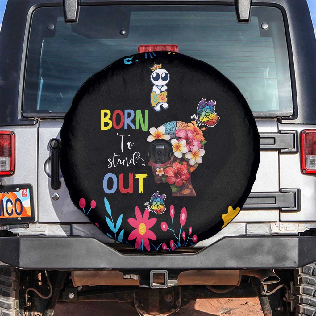 Born to Stand Out Autism Awareness Spare Tire Cover Brain Mind and Yippee!