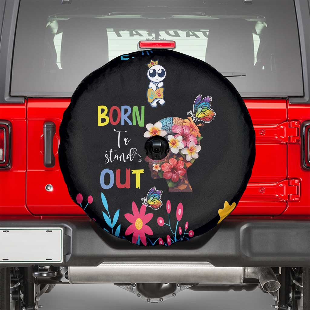 Born to Stand Out Autism Awareness Spare Tire Cover Brain Mind and Yippee!