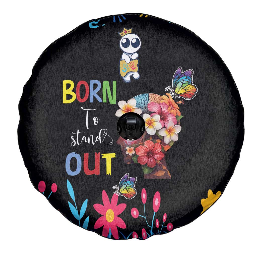 Born to Stand Out Autism Awareness Spare Tire Cover Brain Mind and Yippee!