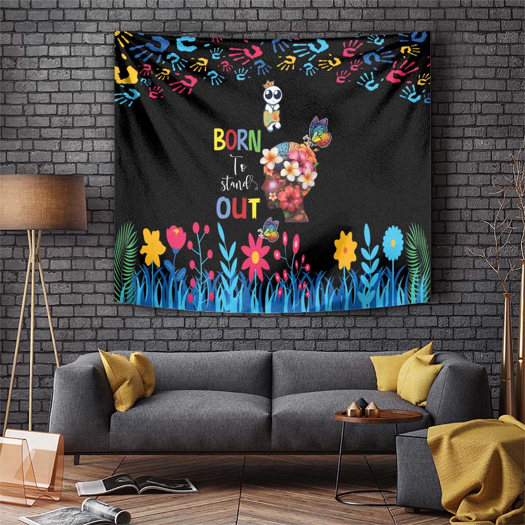 Born to Stand Out Autism Awareness Tapestry Brain Mind and Yippee!