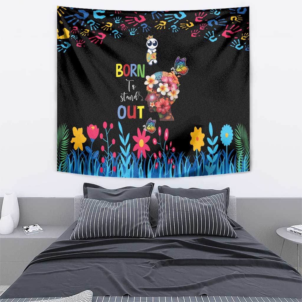 Born to Stand Out Autism Awareness Tapestry Brain Mind and Yippee!