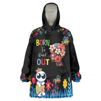 Born to Stand Out Autism Awareness Wearable Blanket Hoodie Brain Mind and Yippee!