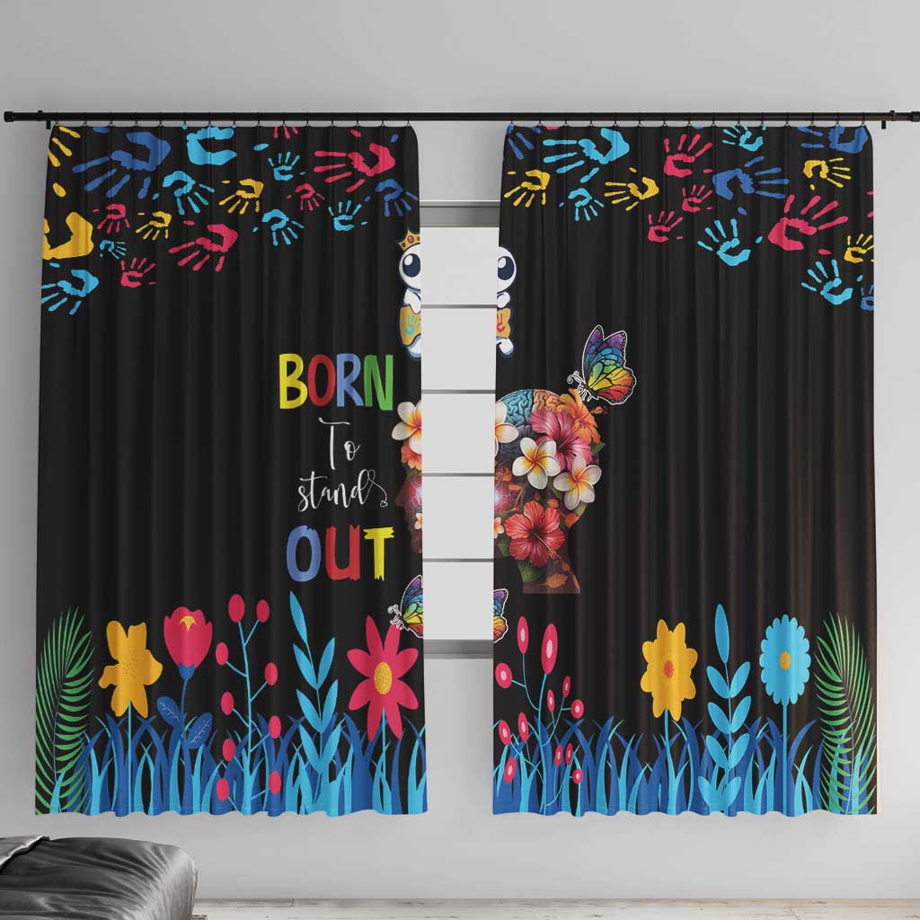 Born to Stand Out Autism Awareness Window Curtain Brain Mind and Yippee!