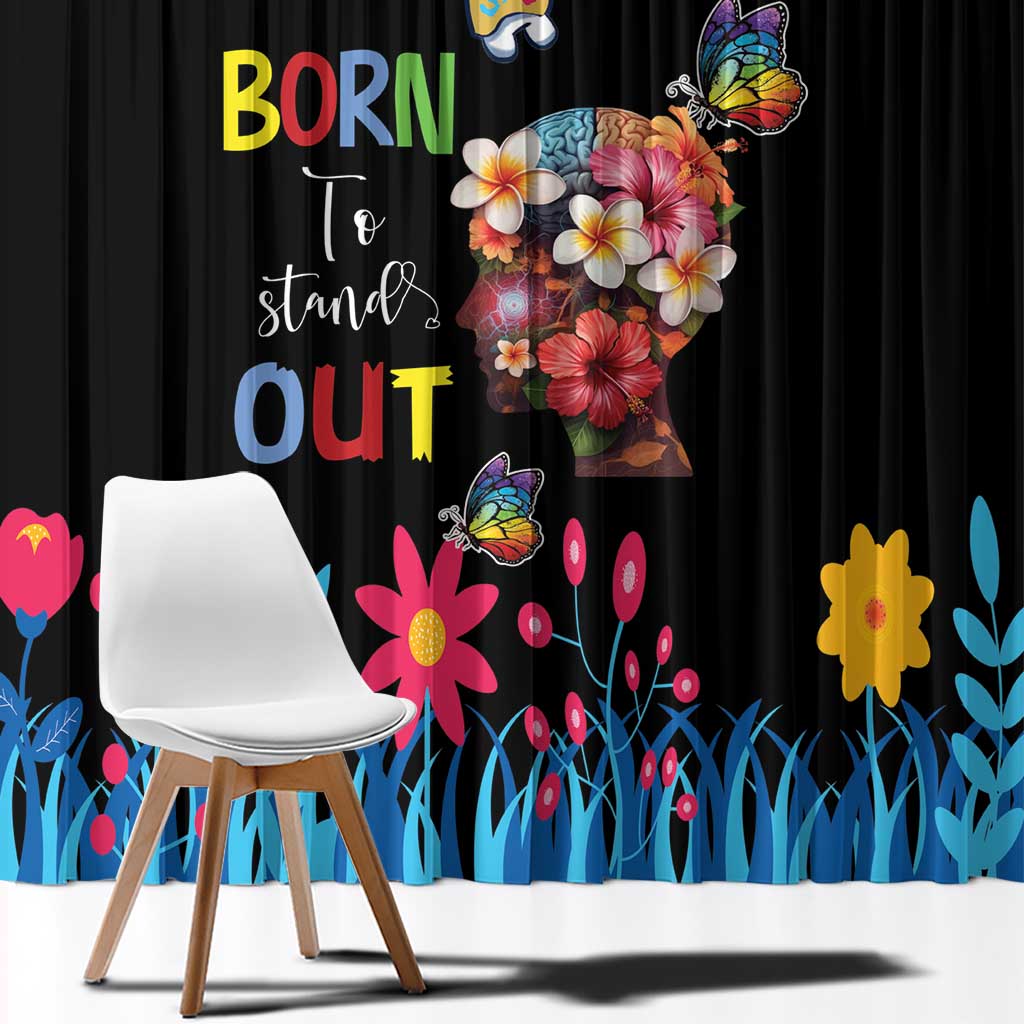 Born to Stand Out Autism Awareness Window Curtain Brain Mind and Yippee!