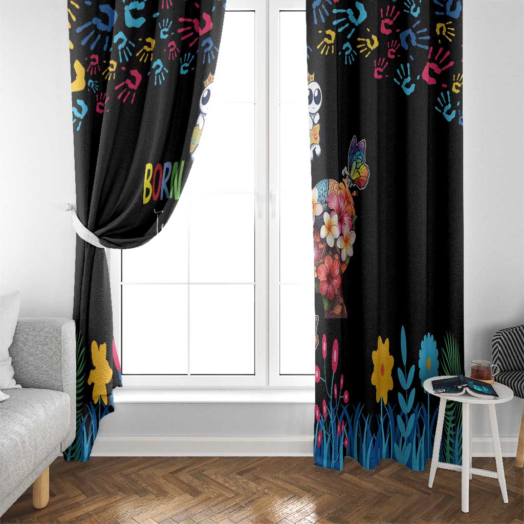Born to Stand Out Autism Awareness Window Curtain Brain Mind and Yippee!