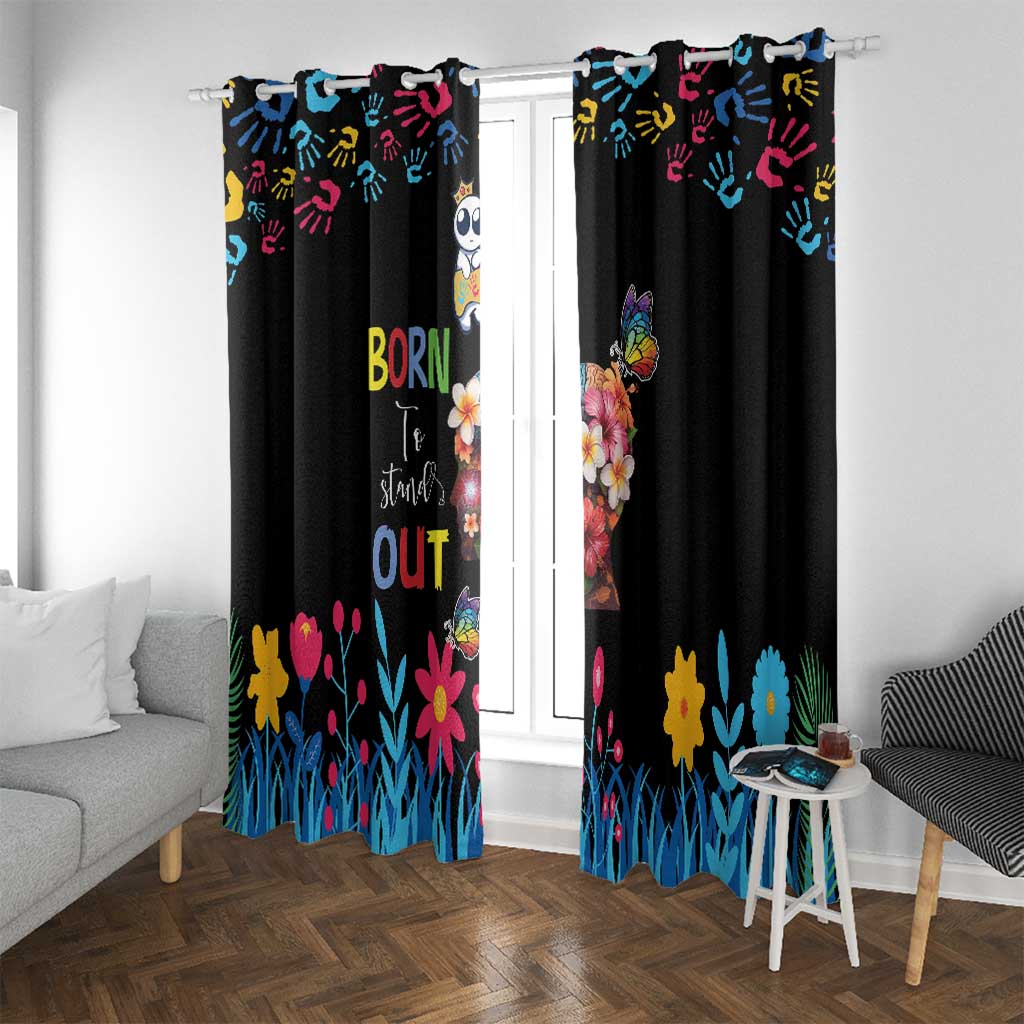 Born to Stand Out Autism Awareness Window Curtain Brain Mind and Yippee!