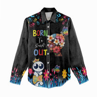 Born to Stand Out Autism Awareness Women Casual Shirt Brain Mind and Yippee!