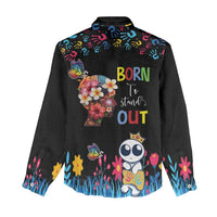 Born to Stand Out Autism Awareness Women Casual Shirt Brain Mind and Yippee!