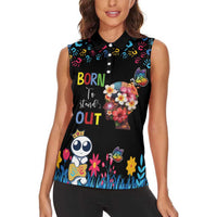 Born to Stand Out Autism Awareness Women Sleeveless Polo Shirt Brain Mind and Yippee!