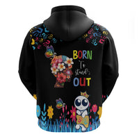 Born to Stand Out Autism Awareness Zip Hoodie Brain Mind and Yippee!