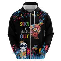 Born to Stand Out Autism Awareness Zip Hoodie Brain Mind and Yippee!