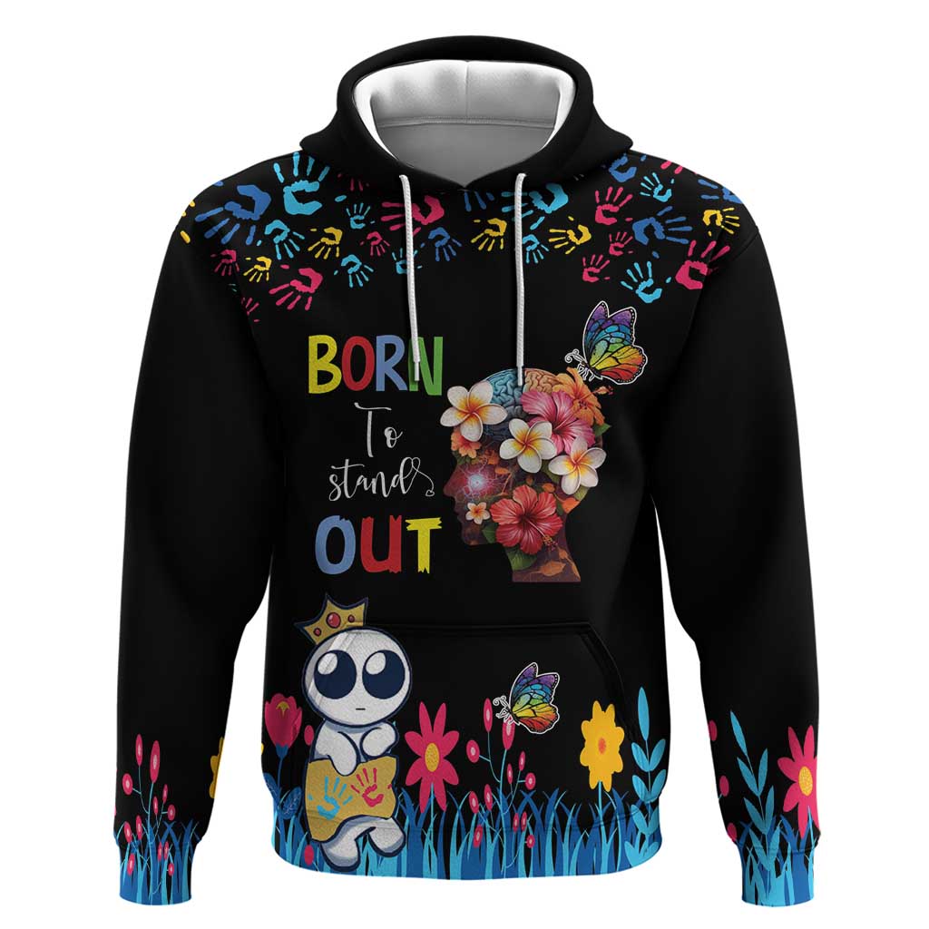 Born to Stand Out Autism Awareness Zip Hoodie Brain Mind and Yippee!