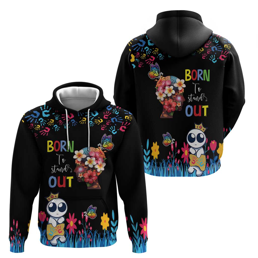 Born to Stand Out Autism Awareness Zip Hoodie Brain Mind and Yippee!