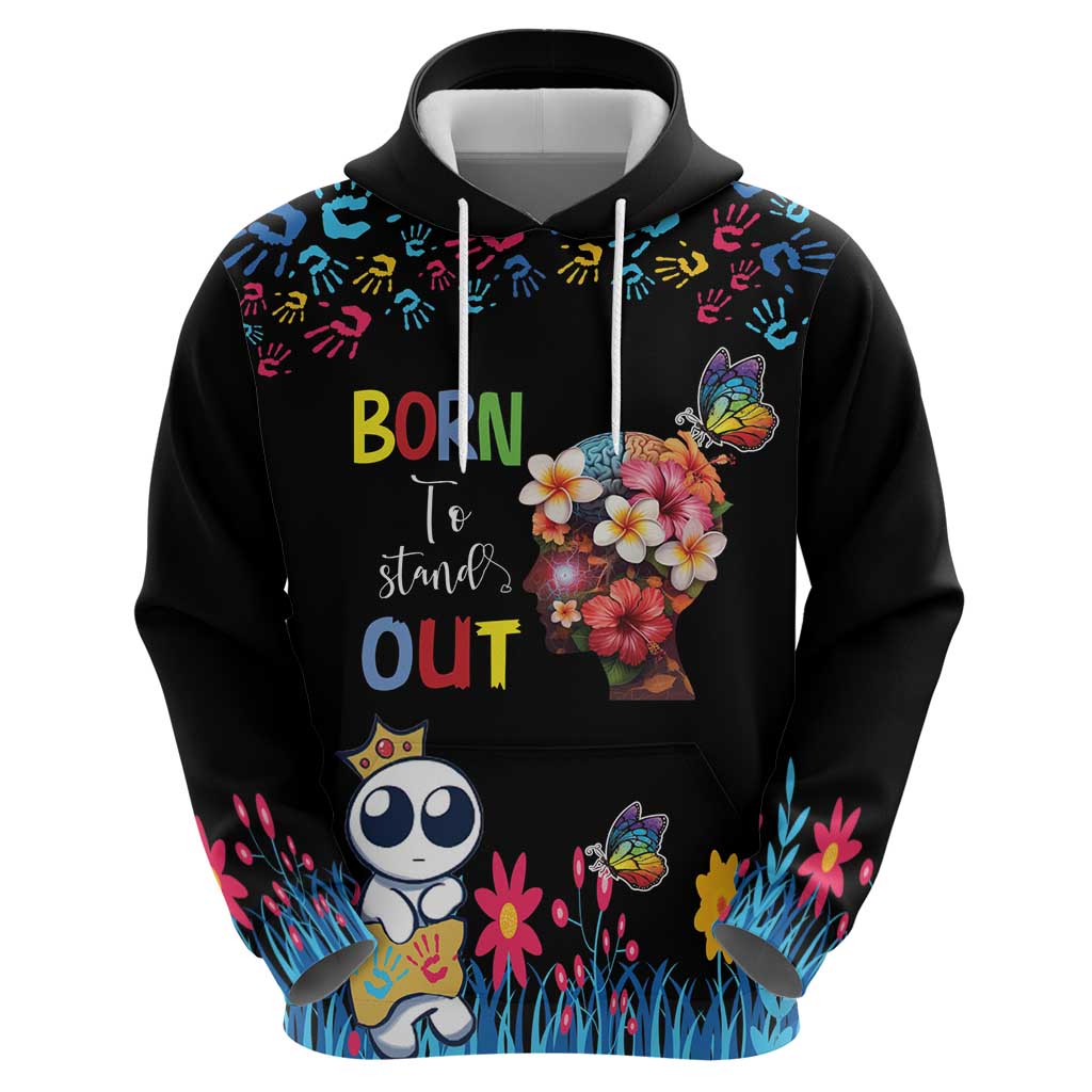 Born to Stand Out Autism Awareness Zip Hoodie Brain Mind and Yippee!
