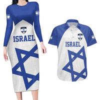 Custom Israel Football Go Champions Couples Matching Long Sleeve Bodycon Dress and Hawaiian Shirt Sporty Style