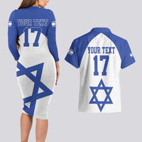 Custom Israel Football Go Champions Couples Matching Long Sleeve Bodycon Dress and Hawaiian Shirt Sporty Style