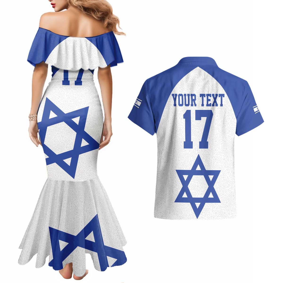 Custom Israel Football Go Champions Couples Matching Mermaid Dress and Hawaiian Shirt Sporty Style