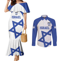 Custom Israel Football Go Champions Couples Matching Mermaid Dress and Long Sleeve Button Shirt Sporty Style