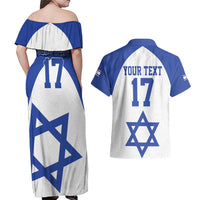 Custom Israel Football Go Champions Couples Matching Off Shoulder Maxi Dress and Hawaiian Shirt Sporty Style