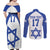 Custom Israel Football Go Champions Couples Matching Off Shoulder Maxi Dress and Long Sleeve Button Shirt Sporty Style
